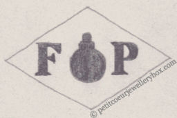 French Maker's Mark
NAME: François Antoine Peter INITIALS: F P SYMBOL: Grenade DATES: 1879 - SPECIALITY: Jeweller PLACE: 36 rue Magnan, Paris, France