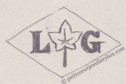 French Maker's Mark
NAME: Lucien Garbarini INITIALS: L G SYMBOL: Ivy leaf DATES: 1927 - SPECIALITY: Jeweller PLACE: 59 rue Fontaine au roi, Paris, France