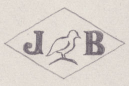 French Maker's Mark
NAME: Jacques Bouton INITIALS: J B SYMBOL: Dove DATES: 1950 - SPECIALITY: Jeweller PLACE: 11 rue Danielle Casanova, Paris, France