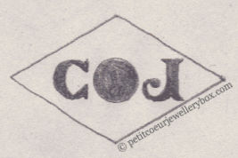 French Maker's Mark
NAME: Charles Jacquet INITIALS: C J SYMBOL: Ball DATES: 1938 - 1939 SPECIALITY: Silversmith PLACE: 9 faubourg St-Martin, Paris, France
