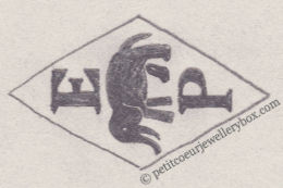 French Maker's Mark
NAME: Elie Peim INITIALS: E P SYMBOL: Elephant DATES: 1917 - SPECIALITY: Jeweller PLACE: 32 rue de Maubeuge, Paris, France