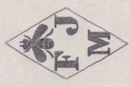 Poinçon de maître orfèvre joaillier, poinçon de fabricant, poinçon d’atelier, poinçon losangique. NOM: François & Marteau INITIALES: F & M SYMBOLE: Buisson DATES: 1914 - 1920 PROFESSION: Bijoutier ADRESSE: 8 rue des Quatre-Fils, Paris, France