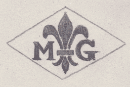French Maker's Mark
NAME: Maurice Groéné INITIALS: M G SYMBOL: Fleur-de-lys DATES: 1927 - SPECIALITY: Jeweller PLACE: 12 rue St-Gilles, Paris, France