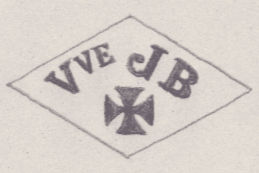 French Maker's Mark
NAME: Veuve Jules Bernard INITIALS: Vve J B SYMBOL: Cross DATES: 1903 - 1926 SPECIALITY: Jeweller PLACE: 19 rue du Poitou, Paris, France