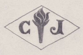 French Maker's Mark
NAME: Christian Jamgotchian INITIALS: C J SYMBOL: Torch DATES: 1952 - SPECIALITY: Jeweller PLACE: 1 rue Saulnier, Paris, France