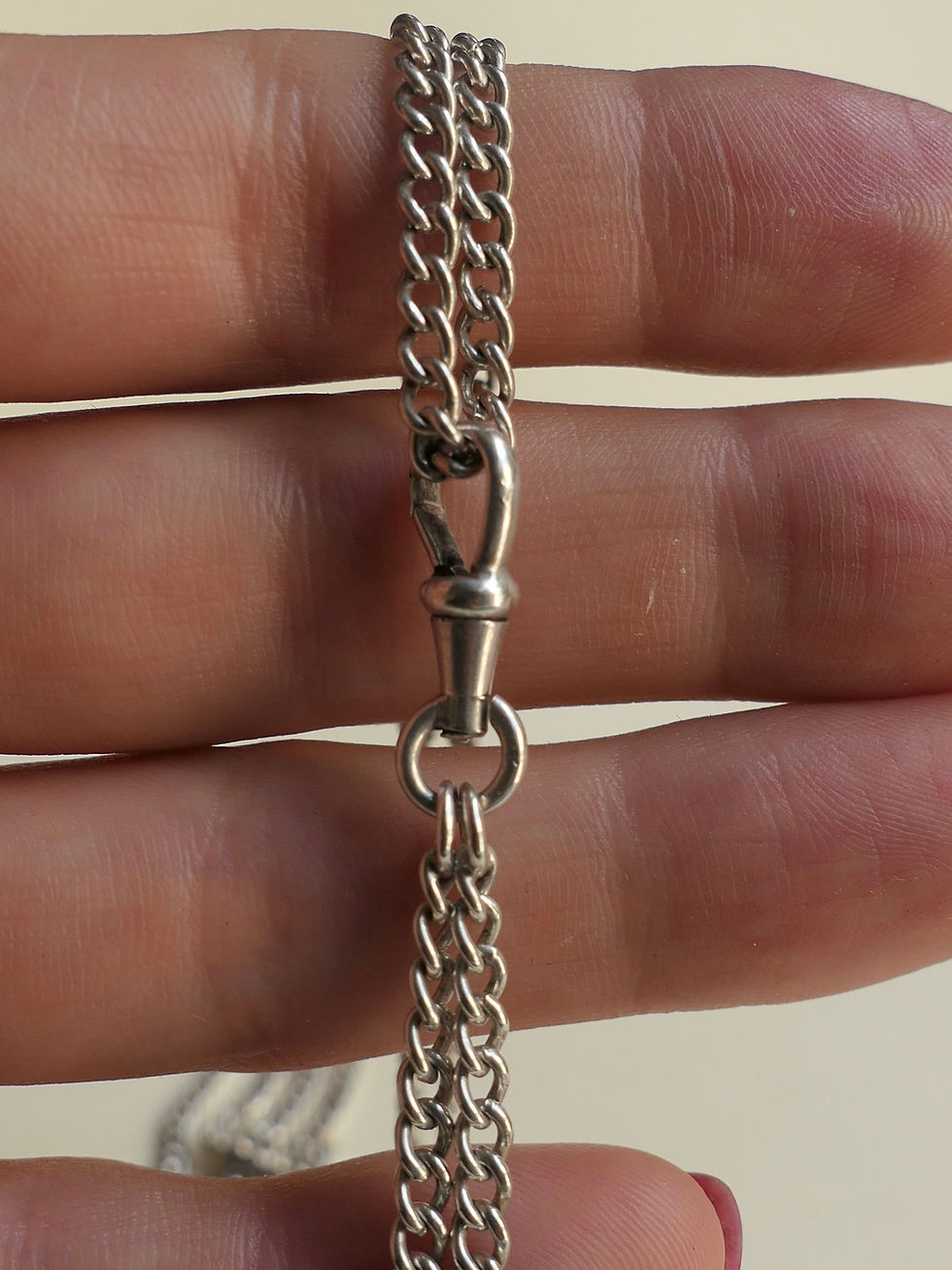 Thumbnail: Antique Silver Elegant Curb Link Long Length Guard Chain