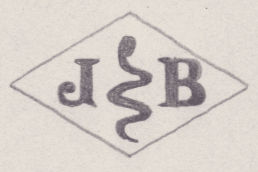French Maker's Mark
NAME: Jean Bernel INITIALS: J B SYMBOL: Snake DATES: 1939 - SPECIALITY: Jeweller PLACE: 57 rue du commandant Mowat, Vincennes, France
