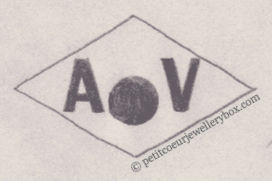 French Maker's Mark
NAME: Attilio Valsuani INITIALS: A V SYMBOL: Pearl DATES: 1932 - SPECIALITY: Jeweller PLACE: 112 route d'Orléans, Bagneux, France