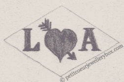 NAME: Louis Aldigier INITIALS: L A SYMBOL: Heart pierced by an arrow DATES: 1926 - SPECIALITY: JewellerPLACE: 5 rue Charlot, Paris, France