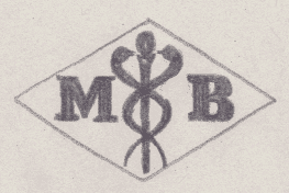 French Maker's Mark
NAME: Marcel Bourdais INITIALS: M B SYMBOL: Caduceus DATES: 1899 - SPECIALITY: Jeweller PLACE: 4 rue des Filles-du-Calvaire, Paris, France