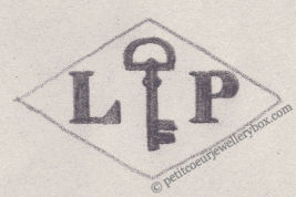 French Maker's Mark
NAME: Laurent Patusi INITIALS: L P SYMBOL: Key DATES: 1889 - SPECIALITY: Jeweller PLACE: 21 rue Sainte-Apolline, Paris, France