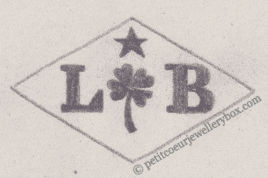 NAME: Louis Barteling INITIALS: L B SYMBOL: 4 leaf clover and star DATES: 1900 - 1901 SPECIALITY: JewellerPLACE: 8 rue des Arquebusiers, Paris, France