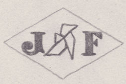 French Maker's Mark
NAME: Jean Ferrière INITIALS: J F SYMBOL: Origami DATES: 1938 - SPECIALITY: Jeweller PLACE: 35 rue Coquillère, Paris, France
