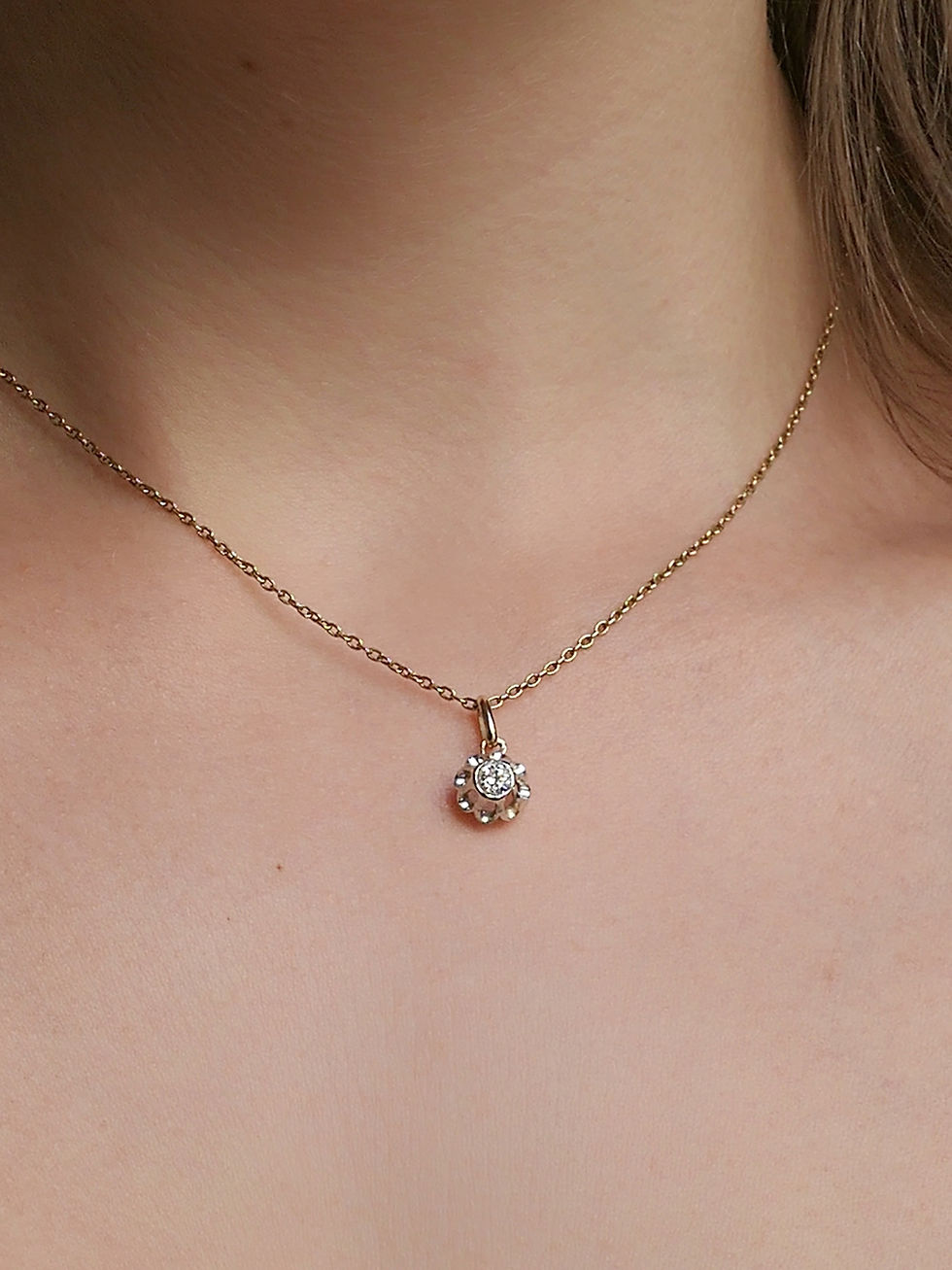 Thumbnail: Vintage Old Cut Diamond Classic Solitaire Pendant