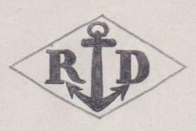 French Maker's Mark
NAME: Robert Daunois INITIALS: R D SYMBOL: Anchor DATES: 1930 - SPECIALITY: Jeweller PLACE: 9 route d'Orléans, Arcueil-Cachan, France