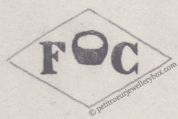 French Maker's Mark
NAME: Ferjel Cukier INITIALS: F C SYMBOL: Ring DATES: 1936 - SPECIALITY: Jeweller PLACE : 25 rue Simon Bolivar, Paris, France