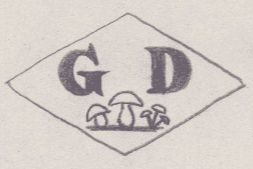 French Maker's Mark
NAME: Guy Doury INITIALS: G D SYMBOL: Mushrooms DATES: 1957 - SPECIALITY: Jeweller PLACE: 4 Boulevard Clémenceau, Courbevoie, France