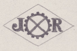 French Maker's Mark
NAME: Jaroslav Roth INITIALS: J R SYMBOL: Gear wheel DATES: 1933 - SPECIALITY: Jeweller PLACE: 18 boulevard Jean Jaurès, Clichy, France