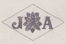 French Maker's Mark
NAME: Emery Jardin-Adnot INITIALS: J A SYMBOL: Rosette DATES: 1920 - SPECIALITY: Jeweller PLACE: 22 place du Marché, Courtenay, France