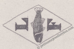 French Maker's Mark
NAME: Lucien Fourny INITIALS: L F SYMBOL: Trout DATES: 1952 - SPECIALITY: Jeweller PLACE: 5 rue Mayran, Paris, France