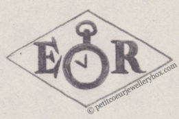 French Maker's Mark
NAME: 		Edmond Rosenfeld INITIALS: E R SYMBOL: Watch DATES: 1956 - SPECIALITY: Jeweller	PLACE: 7 passage des Gravilliers, Paris, France