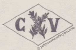 French Maker's Mark
NAME: Charles Vaillant INITIALS: C V SYMBOL: 2 ears of wheat DATES: 1948 - SPECIALITY: Jeweller PLACE: 28 bis rue de Montreuil, Paris, France
