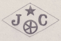 French Maker's Mark
NAME: Jacob Cunge INITIALS: J C SYMBOL: Wheel and star DATES: 1878 - SPECIALITY: Jeweller PLACE: 34 rue du Temple, Paris, France