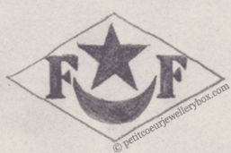French Maker's Mark
NAME: François Frionnet INITIALS: F F SYMBOL: Crescent and star DATES: 1944 - SPECIALITY: silversmith PLACE: 8 rue des 4 fils, Paris, France