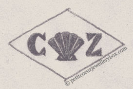 French Maker's Mark
NAME: Charles Zélich INITIALS: C Z SYMBOL: Shell DATES: 1935 - SPECIALITY: Jeweller PLACE: 6 rue Sainte-Croix-de-la-Bretonnerie, Paris, France