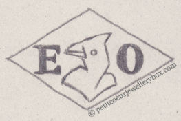 French Maker's Mark
NAME: Elie Ortis INITIALS: E O SYMBOL: Cardinal bird head DATES: 1953 - SPECIALITY: Jeweller PLACE: 6 Avenue Victor Hugo, Paris, France