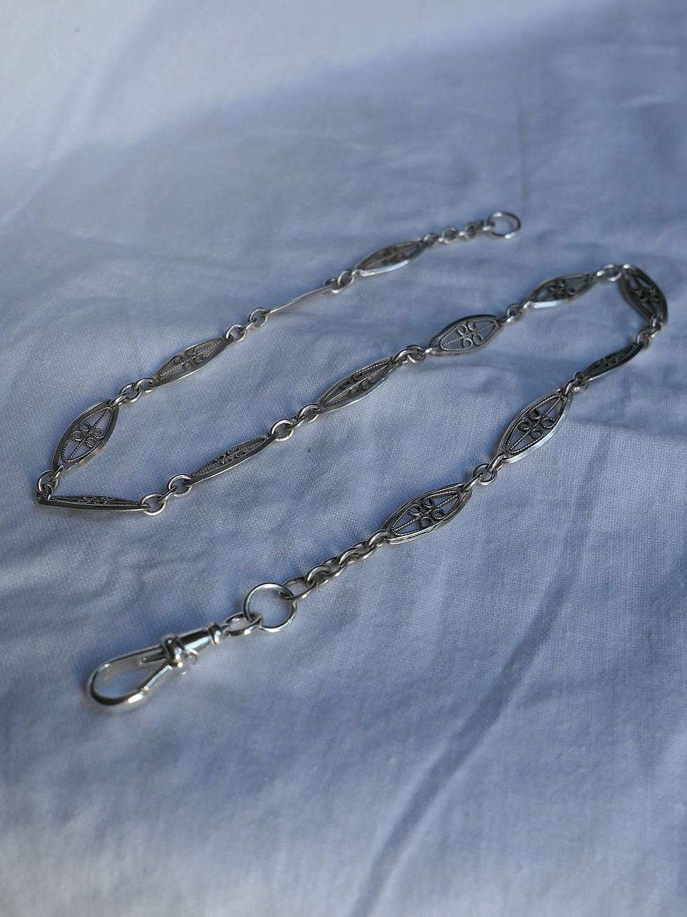 Miniature : French Silver Filigree Link Chain "Ancienne"