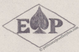 French Maker's Mark
NAME: E. Piquet INITIALS: E P SYMBOL: Ace of spades DATES: 1930 - SPECIALITY: Jeweller PLACE: Rue Albert Bochet, Forges les eaux, France