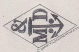 Poinçon de maître orfèvre joaillier, poinçon de fabricant, poinçon d’atelier, poinçon losangique. NOM: Ferdinand Everaerts INITIALES: E F SYMBOLE: Chat DATES: 1930 - PROFESSION: Bijoutier ADRESSE: 205 rue de Paris, Ivry-sur-Seine, France