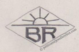 French Maker's Mark
NAME: René Bruno INITIALS: B R SYMBOL: Rising sun DATES: 1940 - SPECIALITY: Jeweller PLACE: 14 rue Cadet, Paris, France