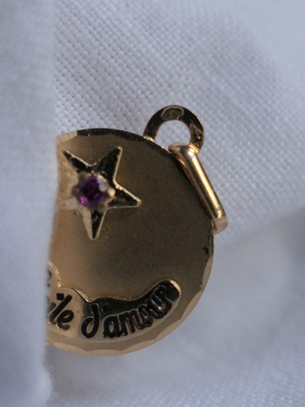 Thumbnail: "Étoile d'Amour" Vintage French Star Charm Pendant with Little Ruby