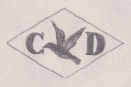 French Maker's Mark
NAME: Catherine Dumazet INITIALS: C D SYMBOL: Seagull DATES: 1950 - SPECIALITY: Jeweller PLACE: 44 rue du Temple, Paris, France