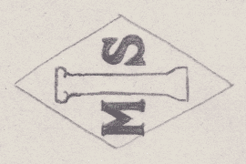 French Maker's Mark
NAME: Marec Szwarc INITIALS: M S SYMBOL: Column DATES: 1934 - SPECIALITY: Jeweller PLACE: 65 boulevard Arago, Paris, France