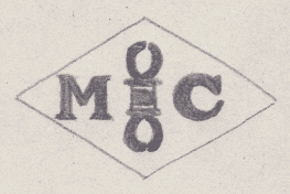 French Maker's Mark
NAME: Marie Coville INITIALS: M C SYMBOL: Double clasp DATES: 1931 - SPECIALITY: Jeweller PLACE: 233 rue St-Martin, Paris, France