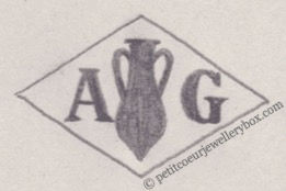 French Maker's Mark
NAME: Alfred Gaultier INITIALS: A G SYMBOL: Amphora DATES: 1898 - SPECIALITY: Silversmith PLACE: 12 rue Michel-le-Comte, Paris, France