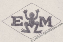 French Maker's Mark
NAME: Edouard Marais INITIALS: E M SYMBOL: Frog DATES: 1884 - SPECIALITY: Jeweller PLACE: 26 rue Aumaire, Paris, France