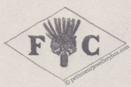 French Maker's Mark
NAME: Fernand Chardon INITIALS: F C SYMBOL: Thistle DATES: 1919 - SPECIALITY: Jeweller PLACE : Paris, France