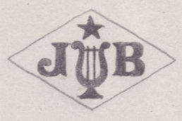French Maker's Mark
NAME: Jacques Bonhommet INITIALS: J B SYMBOL: Lyre and star DATES: 1947 - SPECIALITY: Jeweller PLACE: 155 avenue de Neuilly, Neuilly-sur-Seine, France