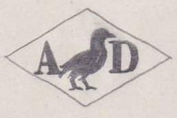 Poinçon de maître orfèvre joaillier, poinçon de fabricant, poinçon d’atelier, poinçon losangique.
NOM: Alphonse Dutac INITIALES: A D SYMBOLE: Pigeon DATES: 1883 PROFESSION: Bijoutier ADRESSE: 21 rue Saint-Augustin, Paris, France