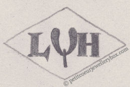 French Maker's Mark
NAME: Louis Heissler INITIALS: L H SYMBOL: Mistletoe DATES: 1936 - SPECIALITY: Jeweller PLACE: 16 rue Vivienne, Paris, France