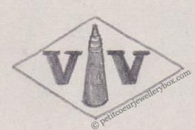 French Maker's Mark
NAME: Vincent Viceul INITIALS: V V SYMBOL: Minaret DATES: 1925 - SPECIALITY: Jeweller PLACE: 36 rue Rochechouart, Paris, France