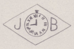 French Maker's Mark
NAME: Jacob Bercu INITIALS: J B SYMBOL: Watch face DATES: 1925 - SPECIALITY: Jeweller PLACE: 3 rue des Guillemites, Paris, France