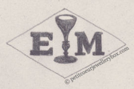 French Maker's Mark
NAME: Eugène Marckert INITIALS: E M SYMBOL: Chalice DATES: 1883 - 1887 SPECIALITY: Jeweller PLACE: 60 boulevard de Sébastopol, Paris, France