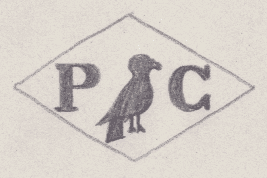 French Maker's Mark
NAME: Pierre Caremelle INITIALS: P C SYMBOL: Pigeon DATES: 1919 - SPECIALITY: Jeweller PLACE: 8 rue Oberkampf, Paris, France