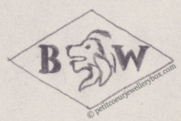 French Maker's Mark
NAME: Benjamin Wolff INITIALS: B W SYMBOL: Lion’s head DATES: 1919 - SPECIALITY: Jeweller PLACE: 51 boulevard Voltaire, Paris, France