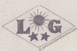 French Maker's Mark
NAME: Lucien Girard INITIALS: L G SYMBOL: Sun and 2 stars DATES: 1921 - SPECIALITY: Jeweller PLACE: 134 rue du Temple, Paris, France